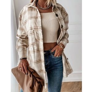 Vintage Plaid Button Flannel Jacket